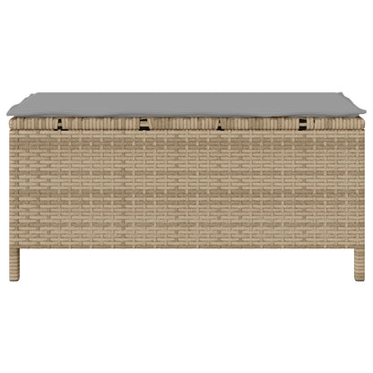 3-Delige Tuin Eettafelset Met Kussens Poly Rattan Acacia 100 cm Beige en grijs 2 krukken