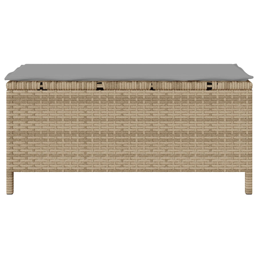 3-Delige Tuin Eettafelset Met Kussens Poly Rattan Acacia 100 cm Beige en grijs 2 krukken