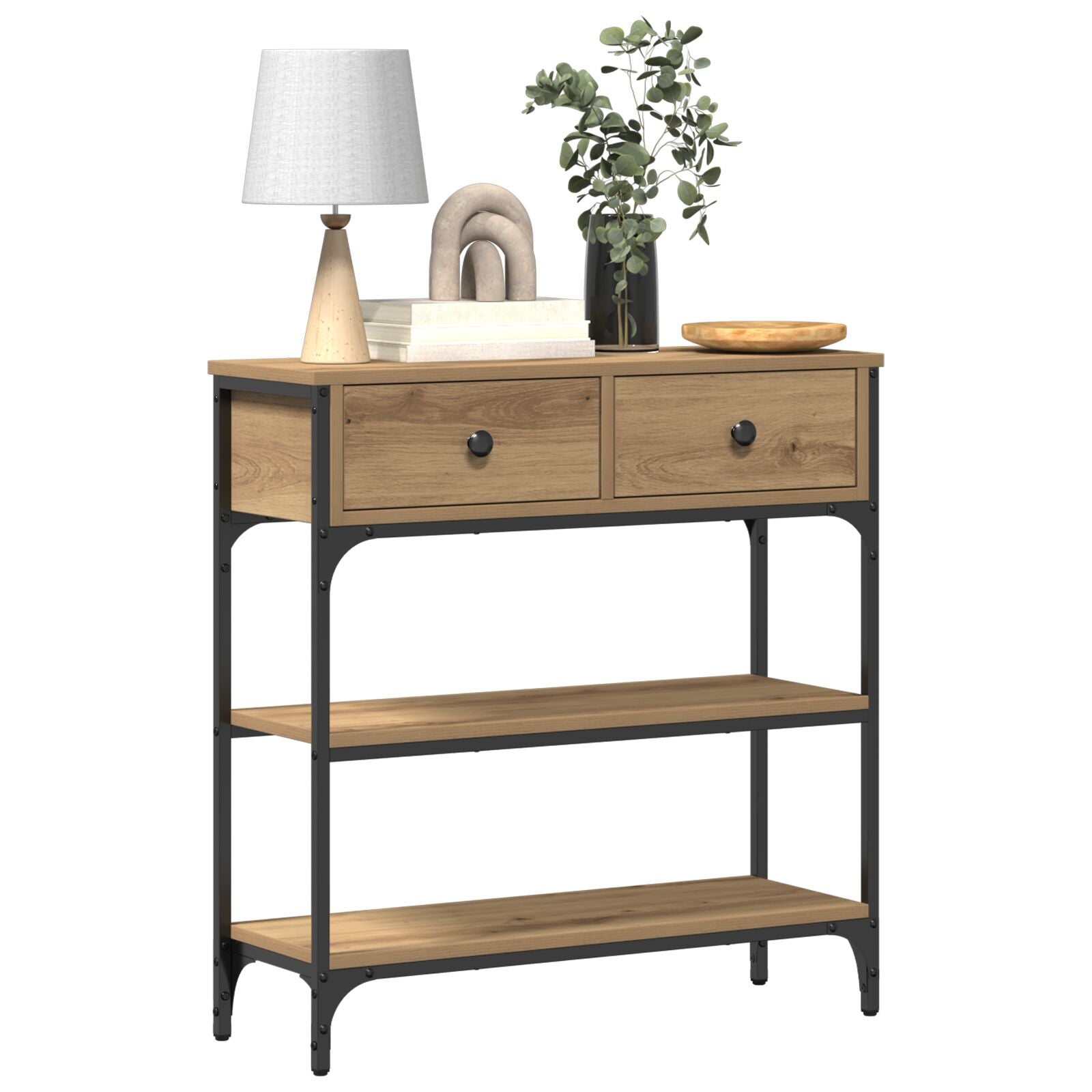 Console Tafel Artisan Eiken 72,5X25X75 Cm Engineered Hout & Staal