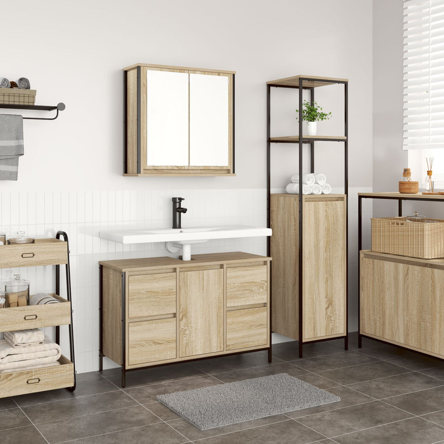 2-Delige Badkamermeubelset Sonoma Eiken Engineered Wood