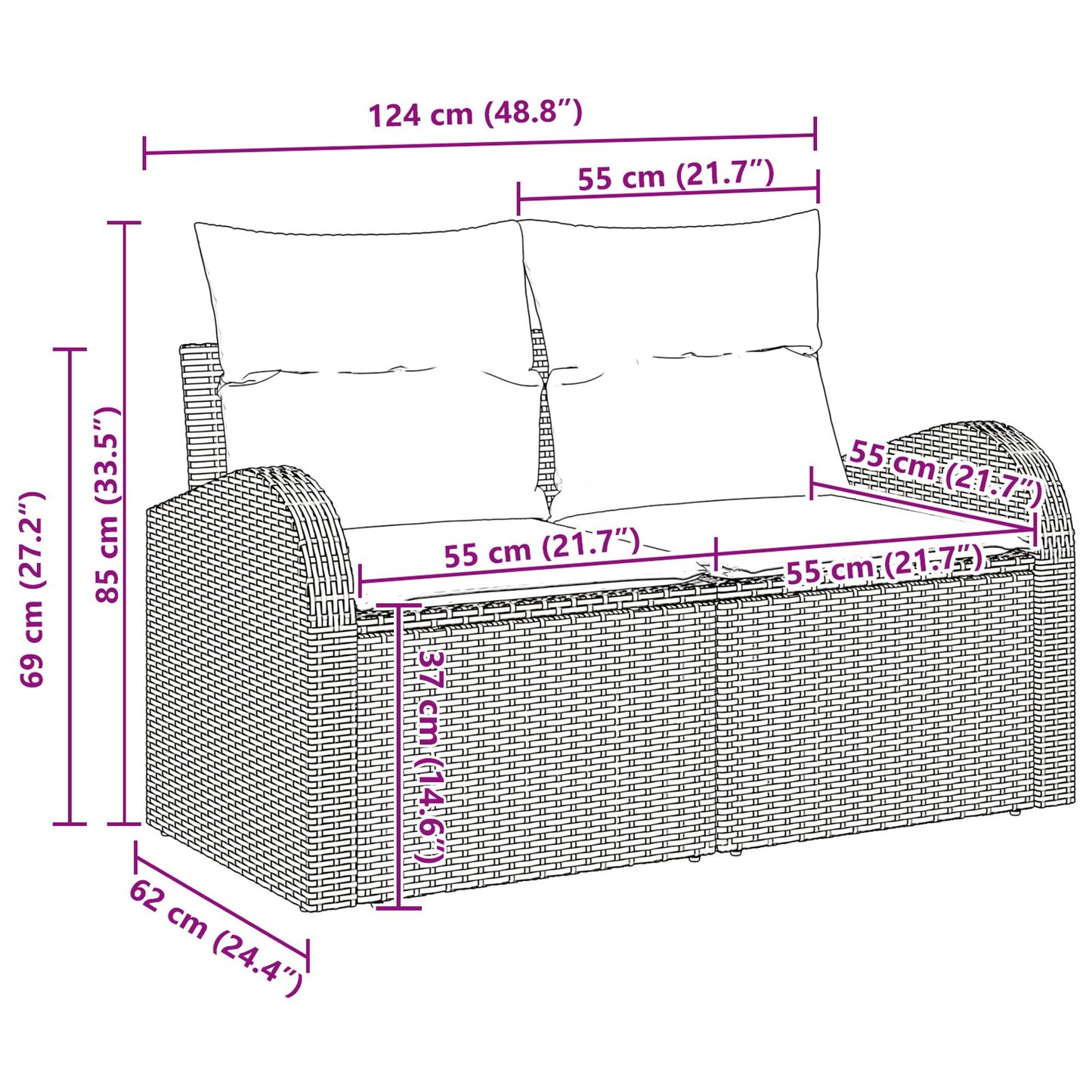6-Delige Tuin Eetset Met Kussens Zwart Poly Rattan Acacia