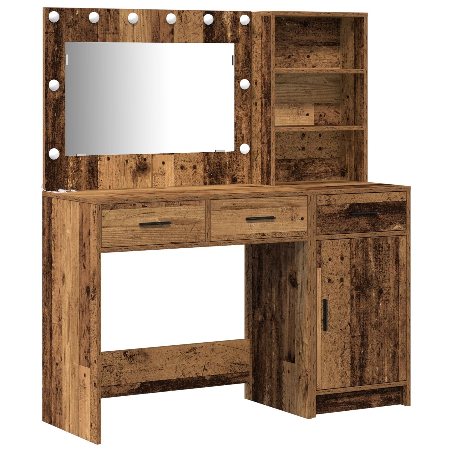 2-Delige Kaptafelset Met Led In Oud Hout En Geperst Hout