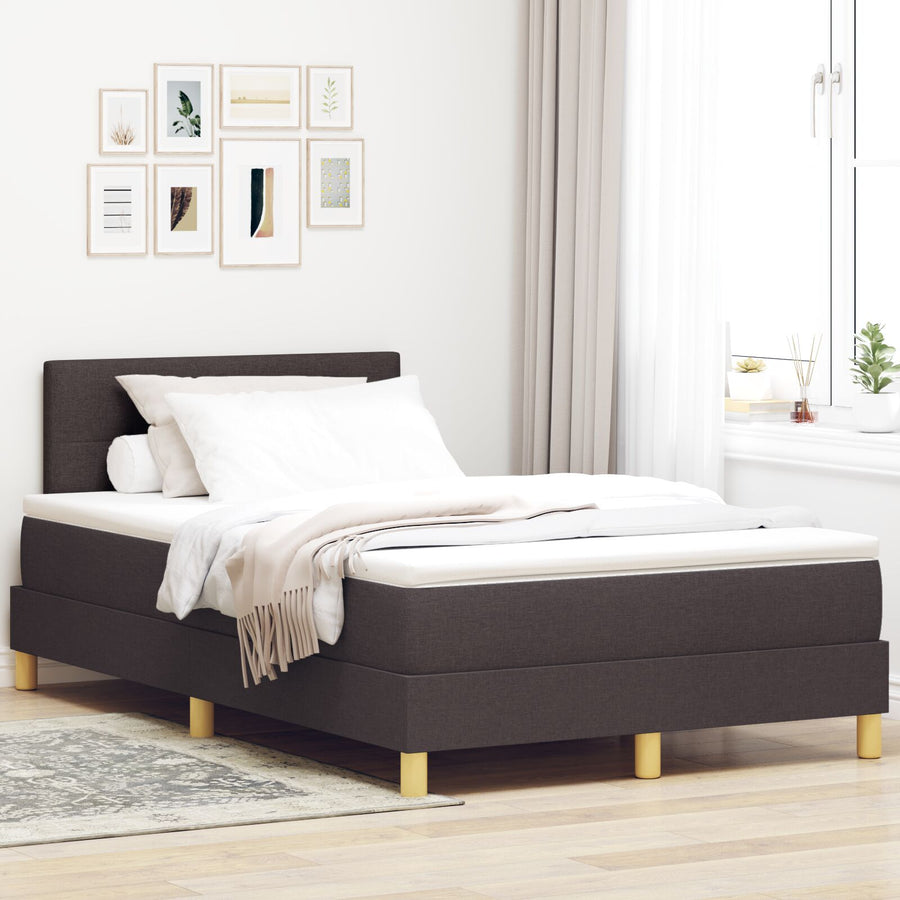 Boxspringbed Met Matras Stof Donkerbruin 120 x 200 cm Knopen met knopen