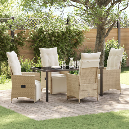 5-Delige Tuinset Met Kussens Beige Poly Rattan