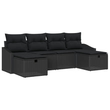 6-Delige Tuin Sofa Set Met Kussens Zwart Poly Rattan Wit