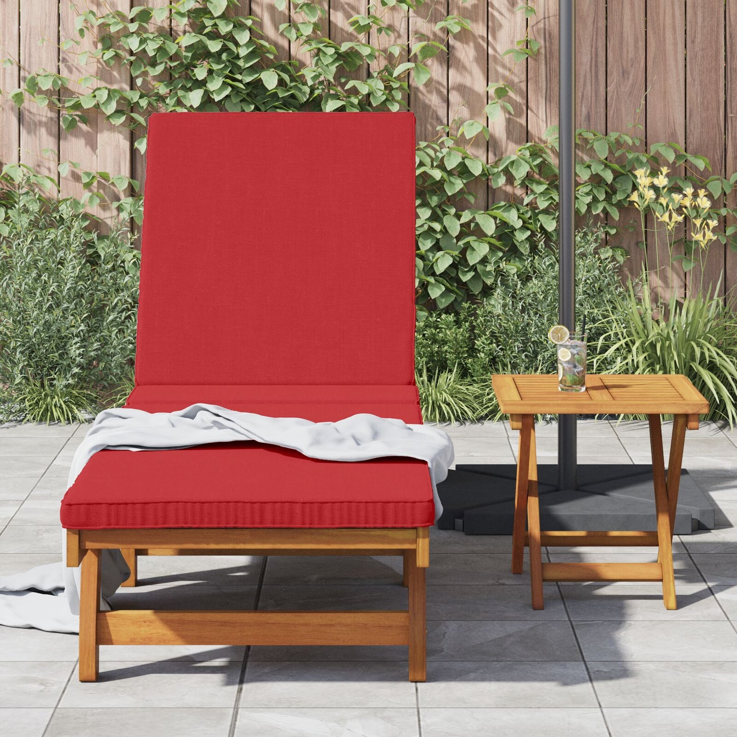Met Wielen En Kussen - Massief Hout 1 Rood Zonnebank
