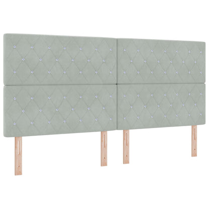 Hoofdbord Kristallen Knop Gecapitoneerd Lichtgrijs 200 cm Fluweel