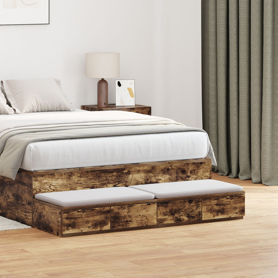 Bedladen 120X36,5X16,5 Cm Bewerkt Hout Gerookt eiken 120 x 36.5 x 16.5 cm