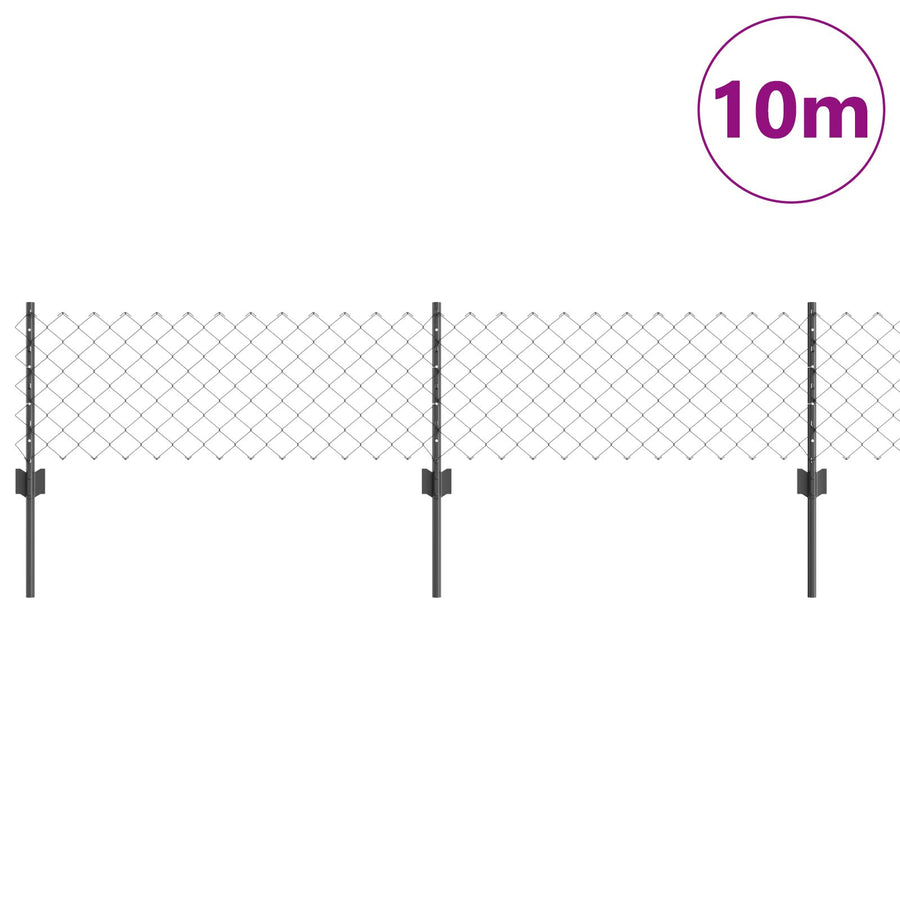 Kettingschutting Met 10 U-Posts Grijs 0.4X10 M Staal