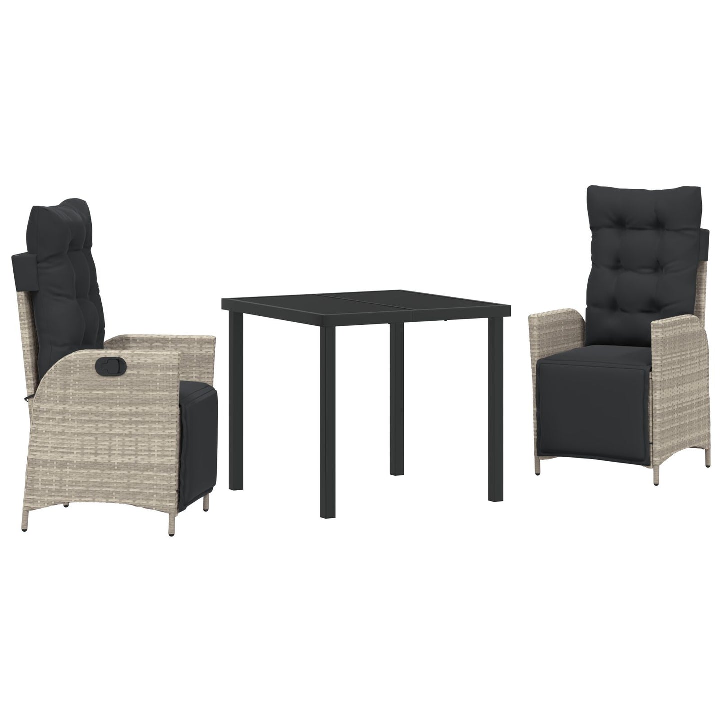 3-Delige Tuin Eetset Lichtgrijs Poly Rattan