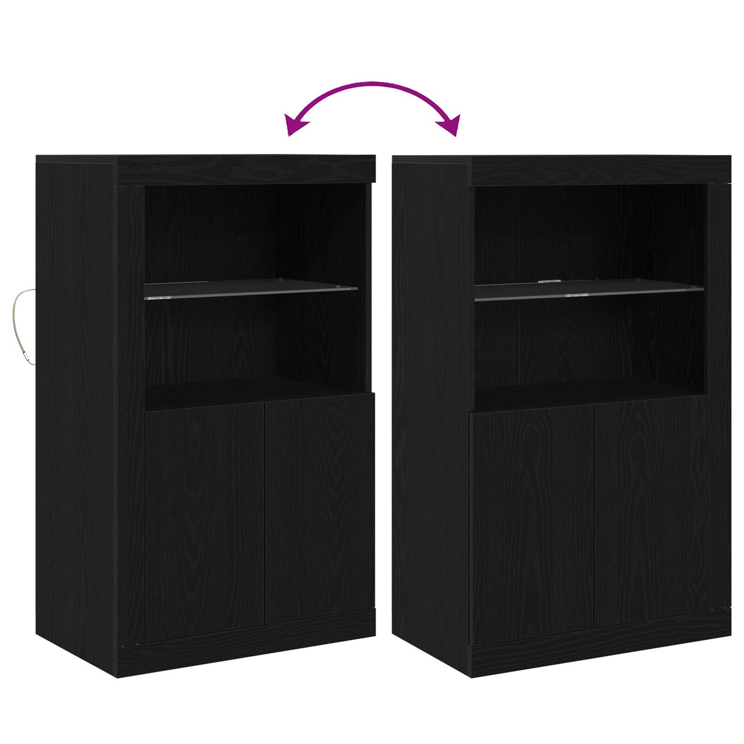Dressoir Met Led-Verlichting 60,5X37X100 Cm Zwart eiken