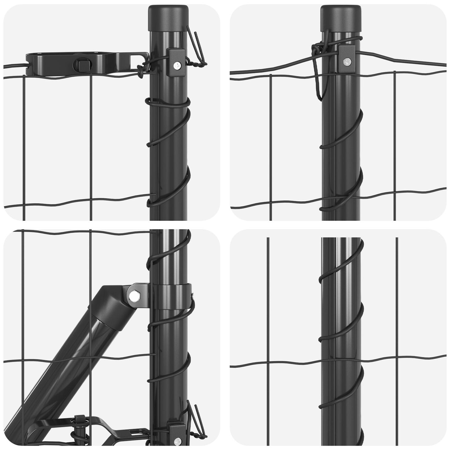 Euro Hek Met 7 Spike Posts 0.6X10 M Gegalvaniseerd Staal Grijs Gegalvaniseerd Staal