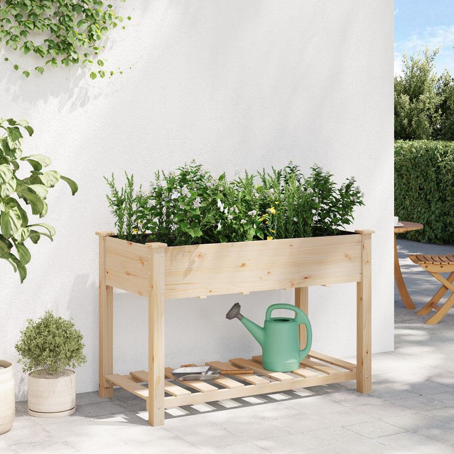 Tuinbak Met Rek 115X59X76 Cm Massief Houten Vuurhout 115 x 59 x 76.5 cm