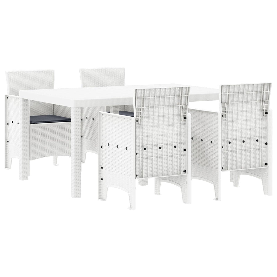 5-Delige Tuin Eetset Met Kussens Witte Poly Rattan