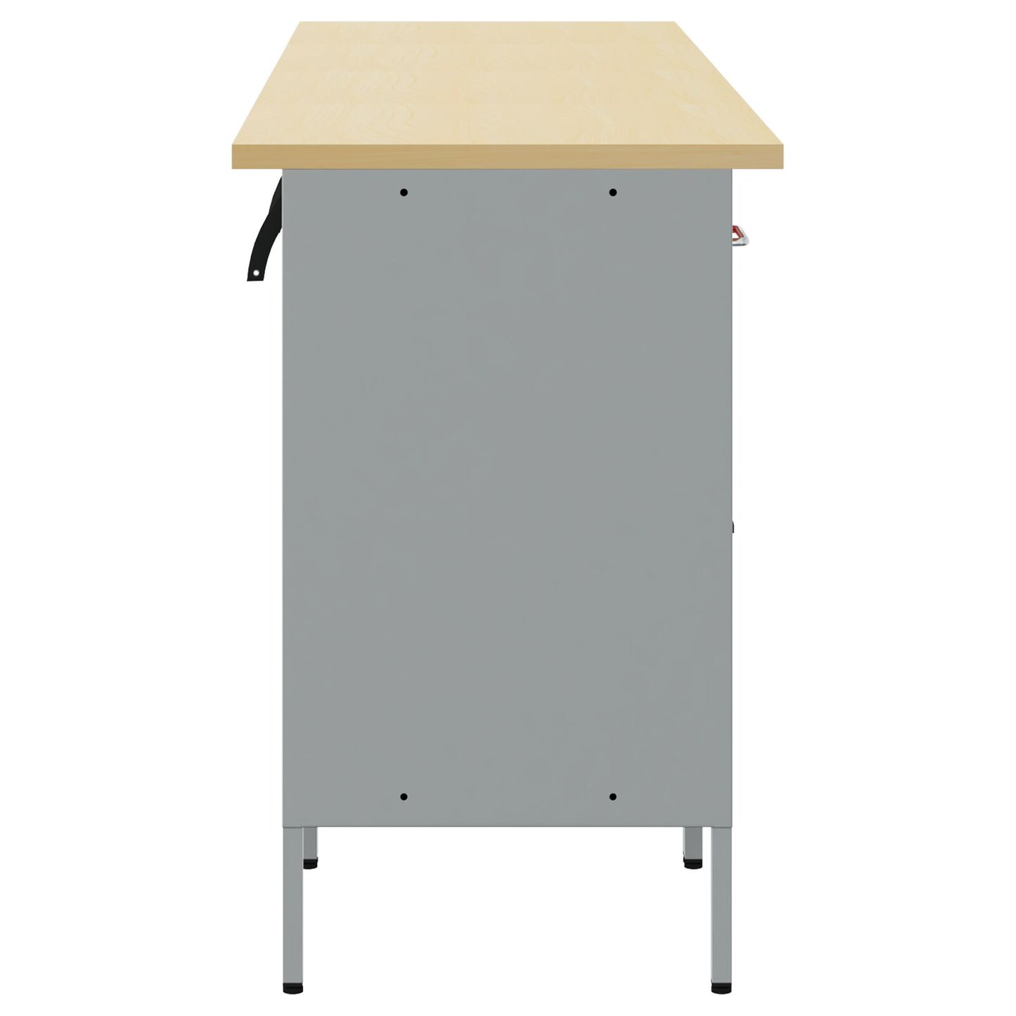 4-Delige Werkcabinet En Tafel Set Rood Gespoten Hout En Staal
