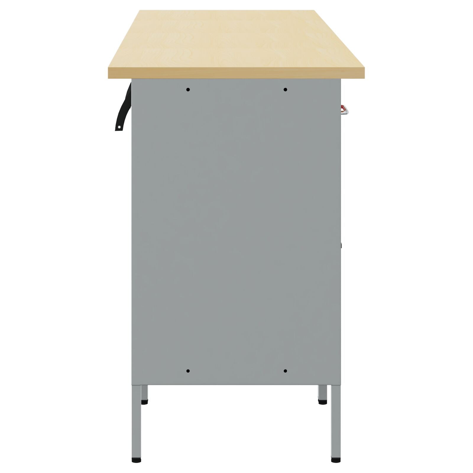 4-Delige Werkcabinet En Tafel Set Rood Gespoten Hout En Staal