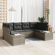Loungeset 6 personen poly rotan grijs