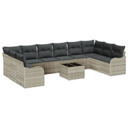 Tuinset poly rattan lichtgrijs 6 personen