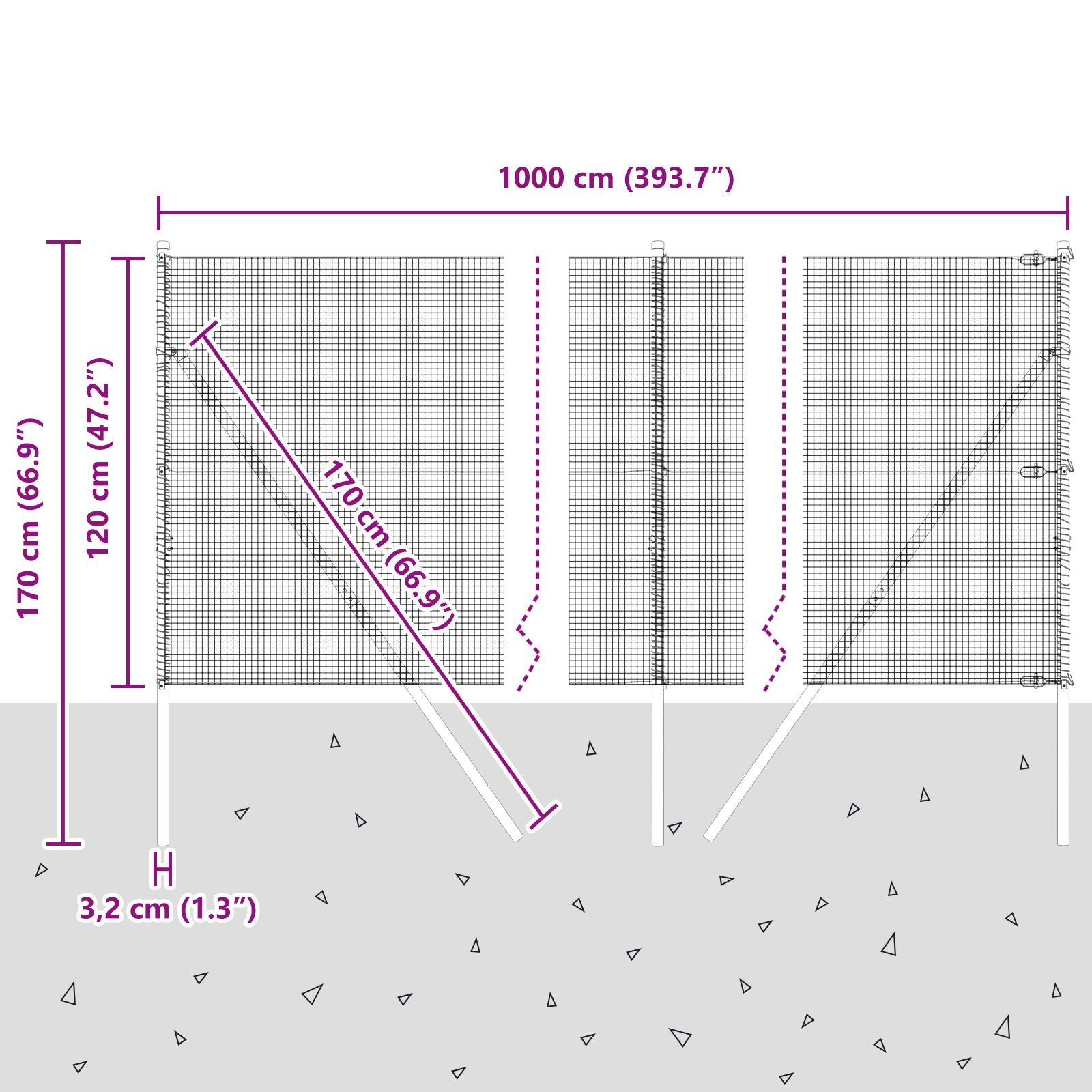 Gegolfd Draadhek Met 7 Palen Grijs 1,2X10 M Staal Gegalvaniseerd Staal