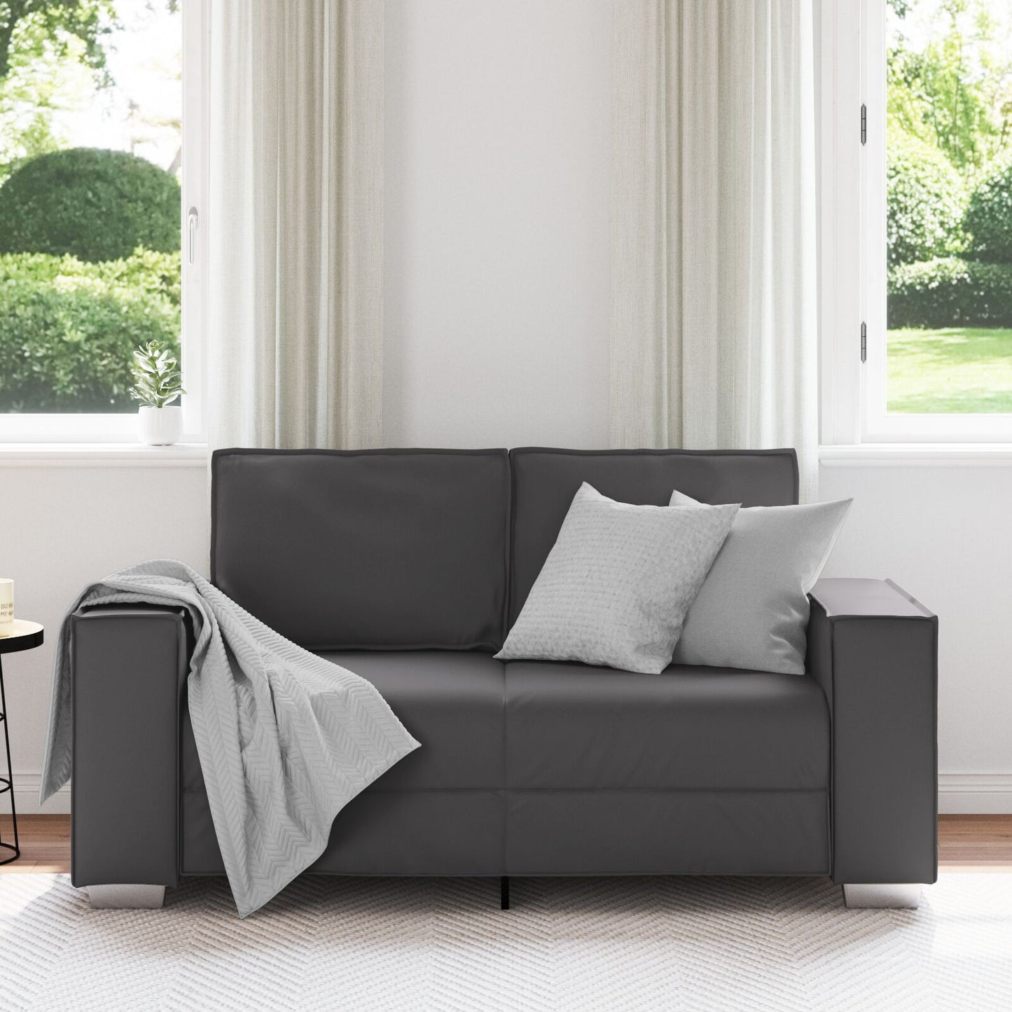 Loveseat Kunstleer Grijs 120 cm