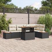 Garden Dining Set with Cushions 6 pcs Black and Beige