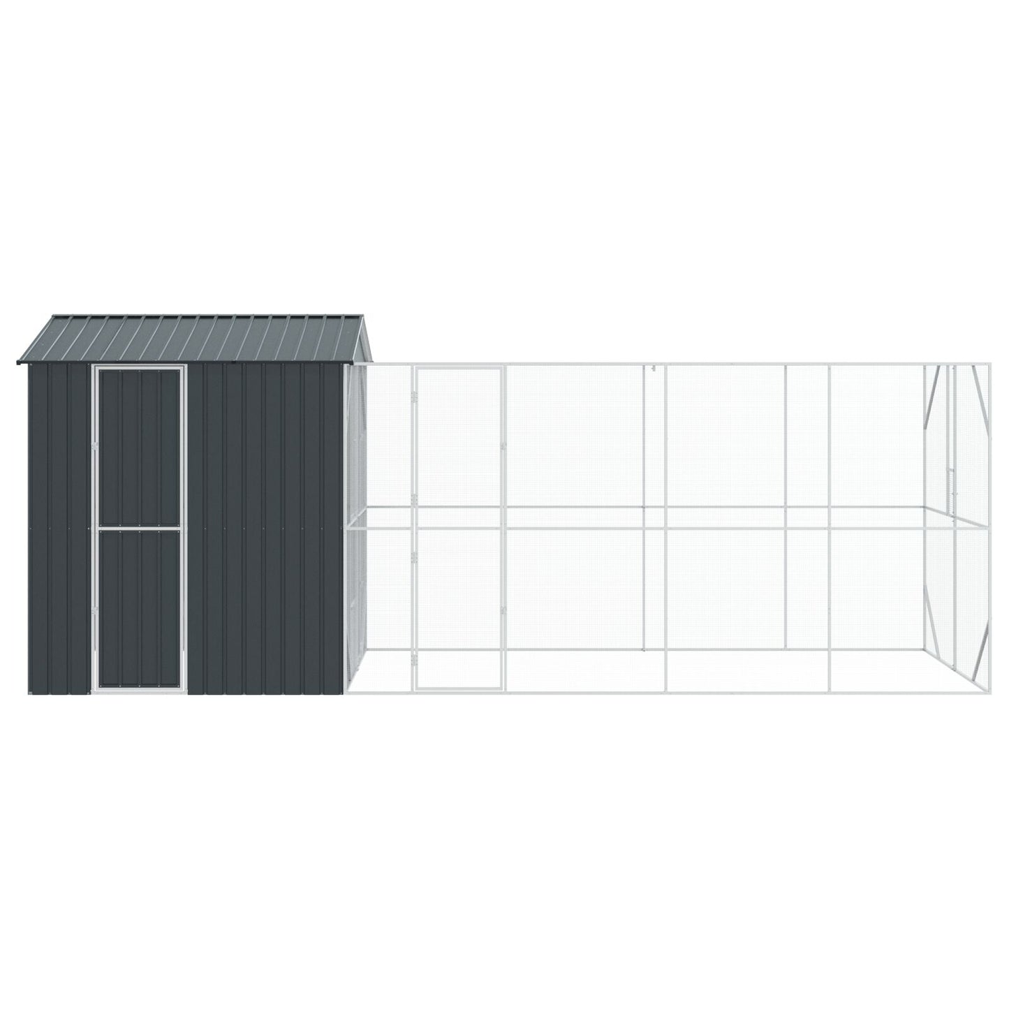 Vogelvolière Met Uitschuifmodule Anthraciet Staal 210 x 619 x 247 cm