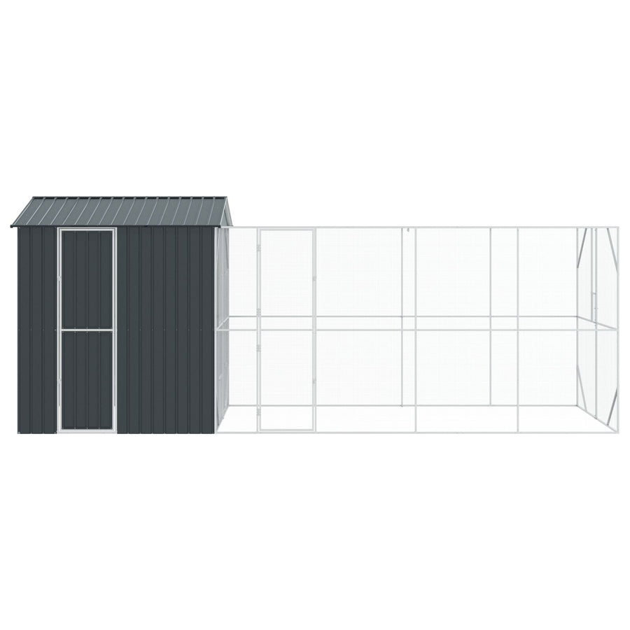Vogelvolière Met Uitschuifmodule Anthraciet Staal 210 x 619 x 247 cm