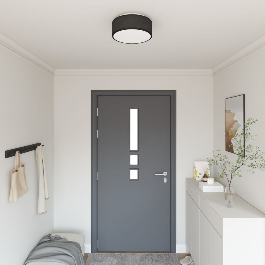 Plafondlamp Flush Mount Ø 30 Cm Stof E27 Ø30 x 13.5 cm Zwart zonder sterrenlampenkap