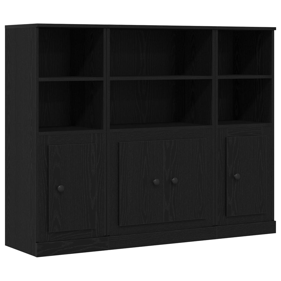 Hoogkast Zwart Eiken 132X35,5X103,5 Cm Geengineerd Hout