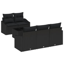 6-Delige Tuin Sofa Set Met Kussens Zwarte Poly Rattan Gegalvaniseerd Staal
