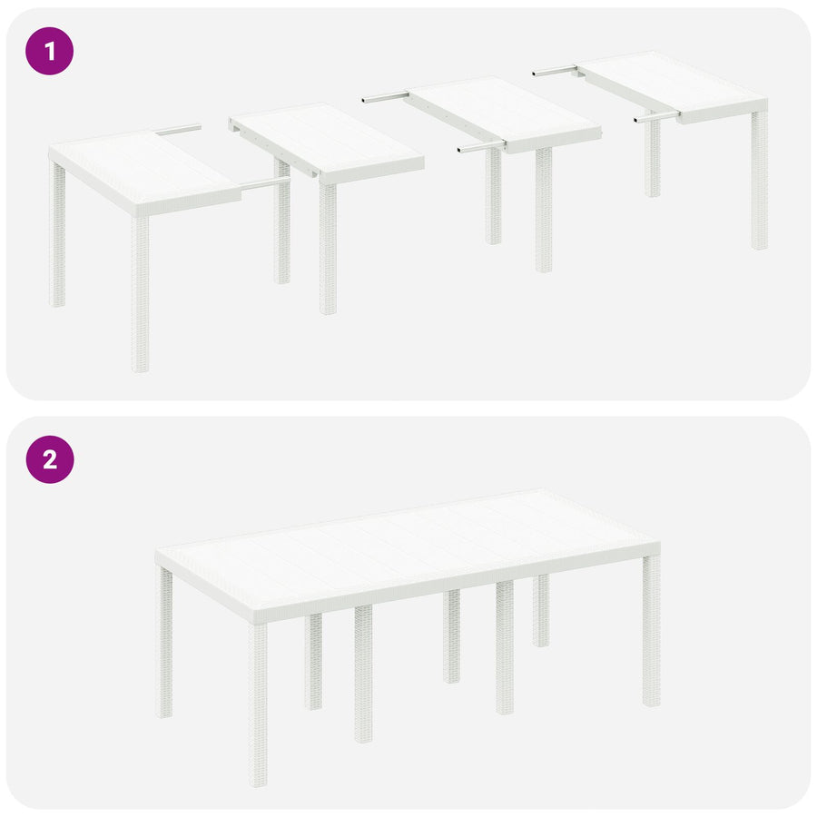 9-Delige Tuin Eetset Wit Poly Rattan