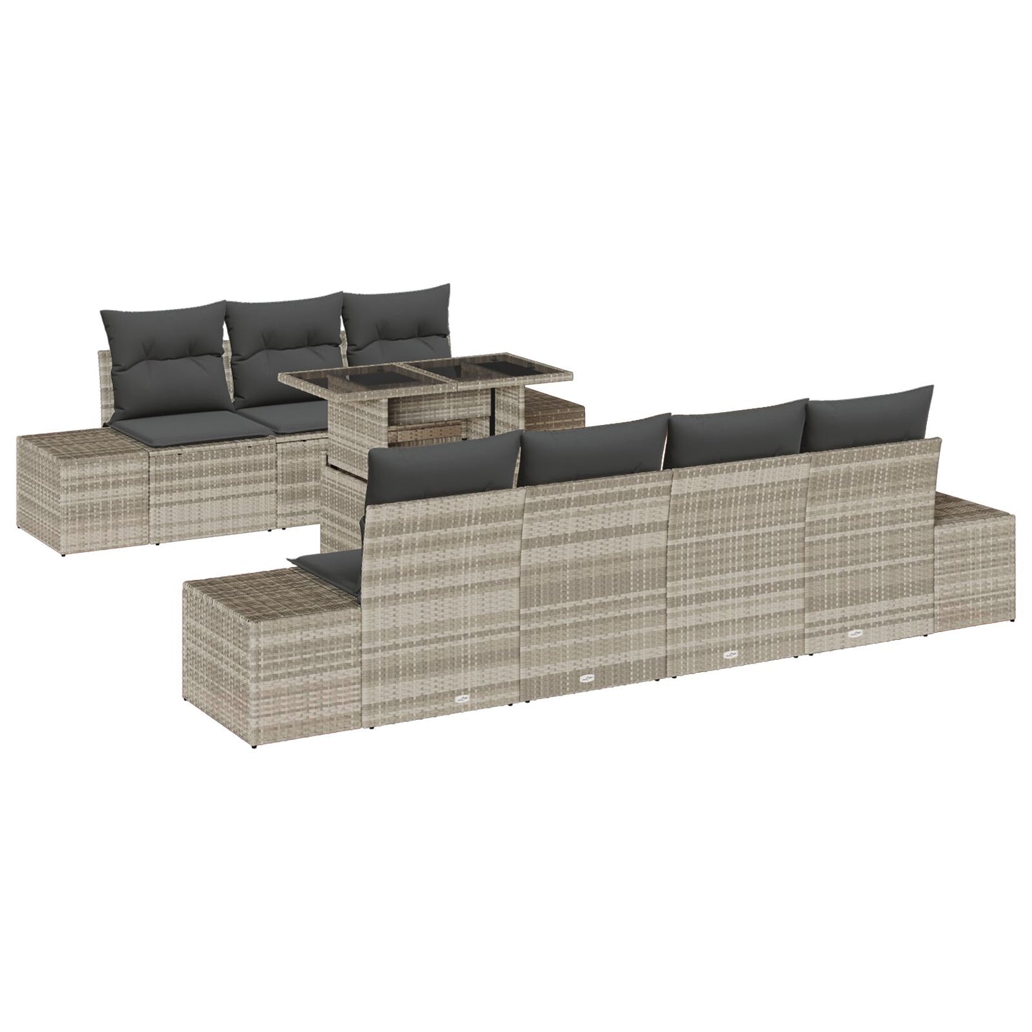 8-Delige Tuin Sofa Set Met Kussens Lichtgrijs Poly Rattan