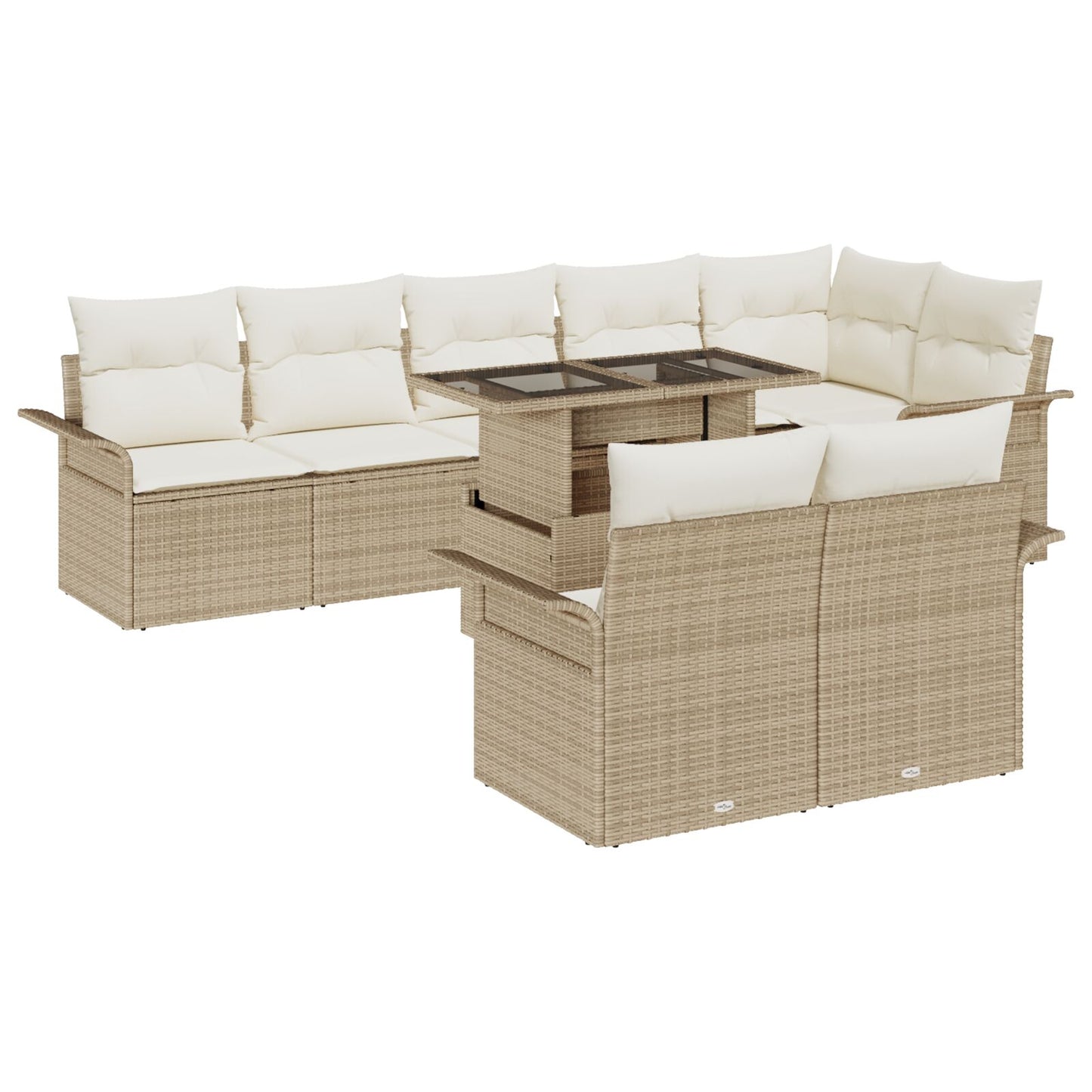 9-Delige Tuin Sofa Set Met Kussens Beige Poly Rattan