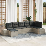 Tuinset poly rattan 7-delig lichtgrijs
