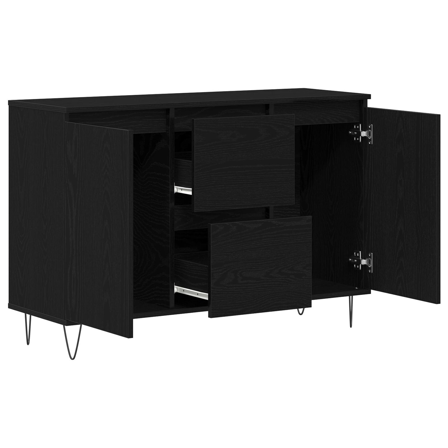 Dressoir Zwart Eiken 101,5X35X70 Cm Bewerkt Hout
