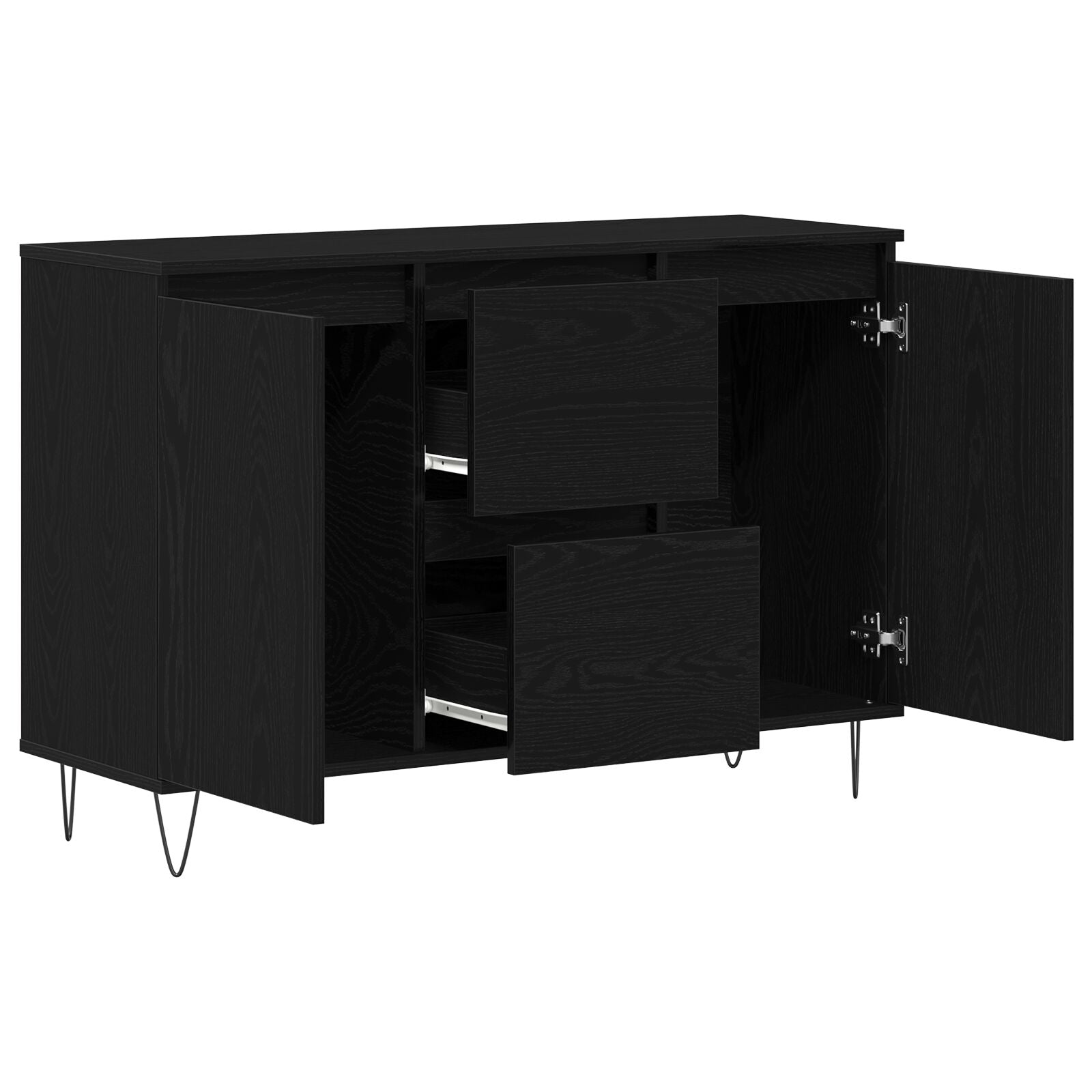 Dressoir Zwart Eiken 101,5X35X70 Cm Bewerkt Hout