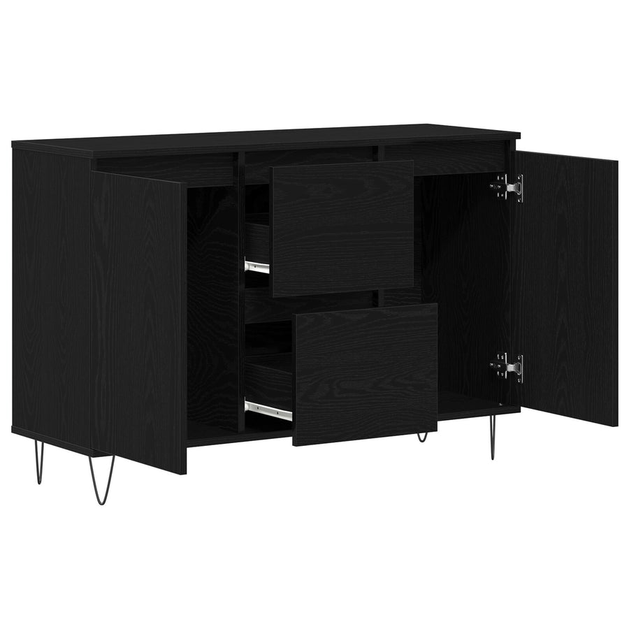 Dressoir Zwart Eiken 101,5X35X70 Cm Bewerkt Hout