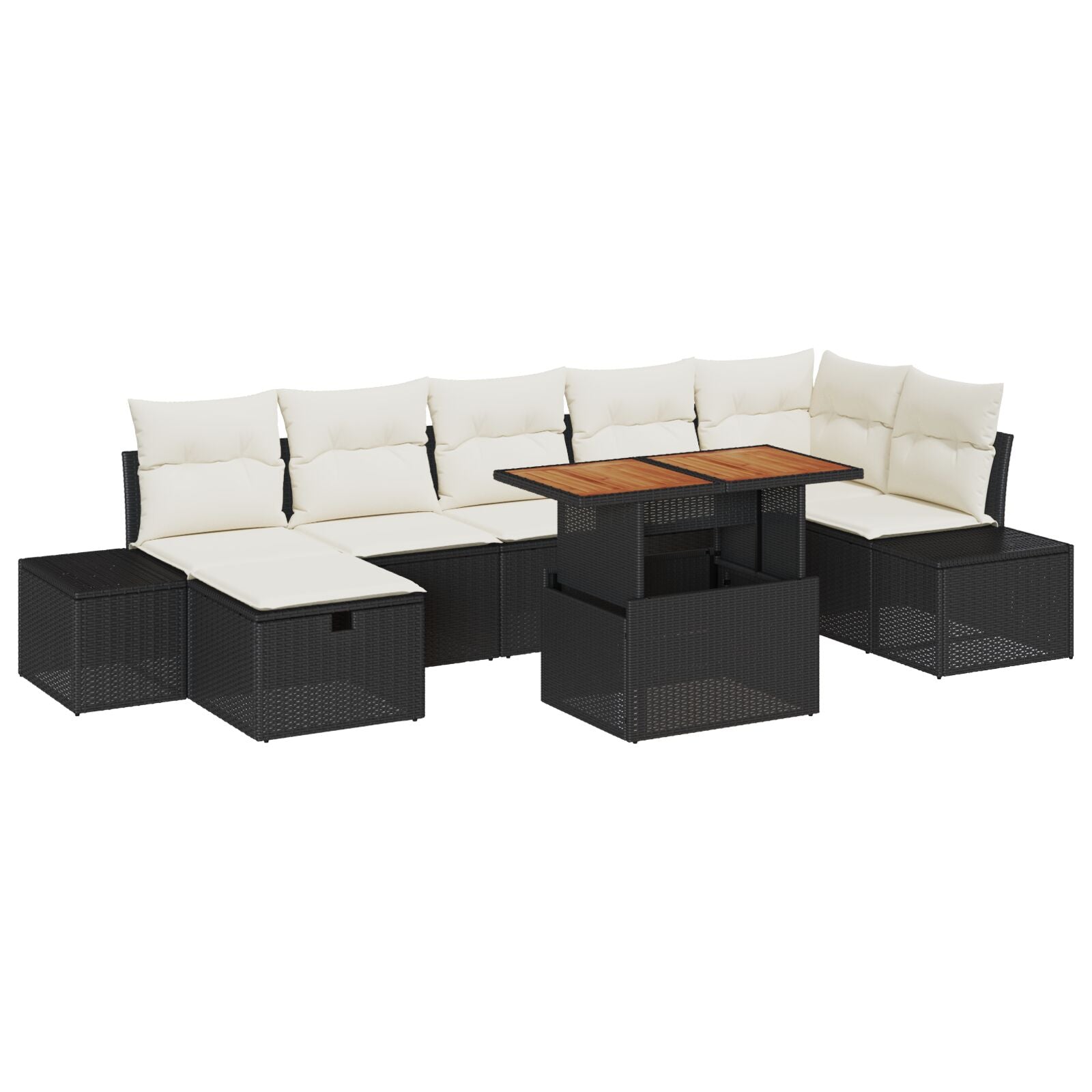 8 Stuks Tuin Sofa Set Met Kussens Zwart Poly Rattan