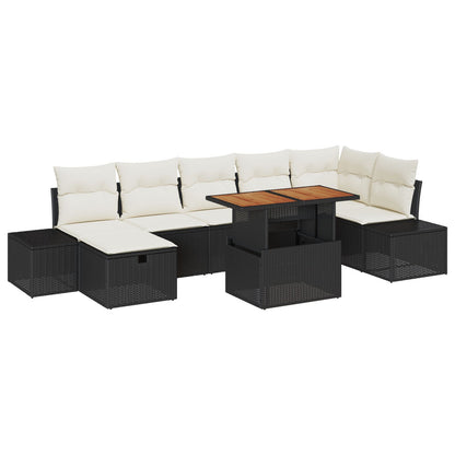 8 Stuks Tuin Sofa Set Met Kussens Zwart Poly Rattan