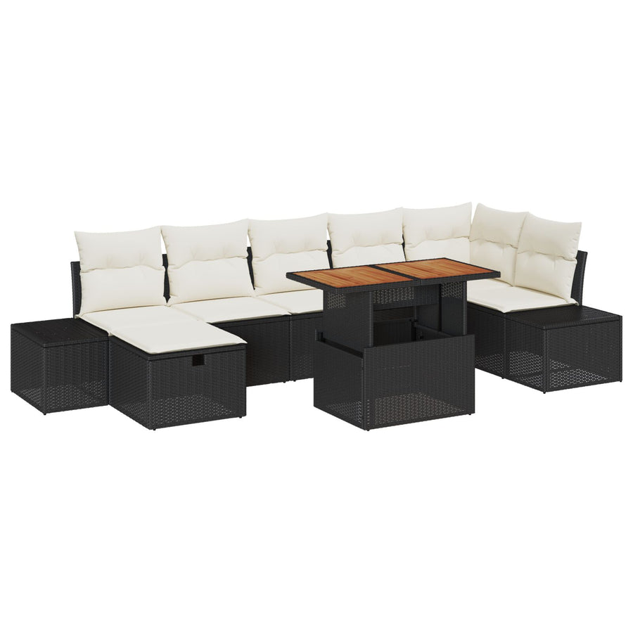 8 Stuks Tuin Sofa Set Met Kussens Zwart Poly Rattan
