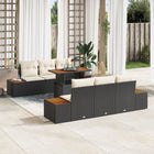 Garden Dining Set with Cushions 7 pcs Black and Beige