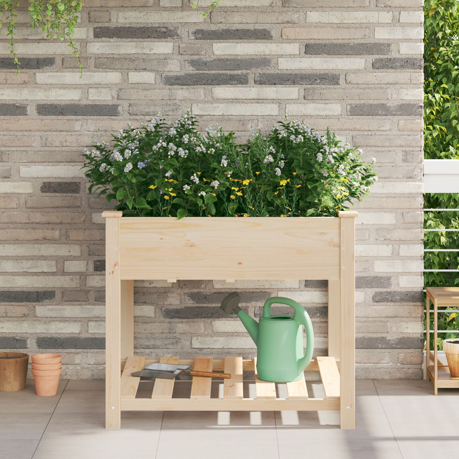 Tuinplantbak Met Rek 90X90X76 Cm Massief Vurenhout 90 x 90 x 76.5 cm