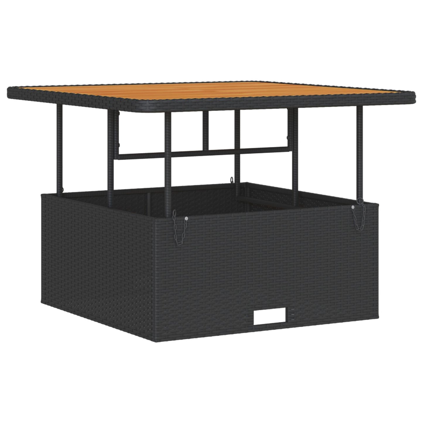 3-Delige Tuin Eettafel Set Met Kussens Poly Rattan Acacia 100 cm Zwart en crème 2 krukken