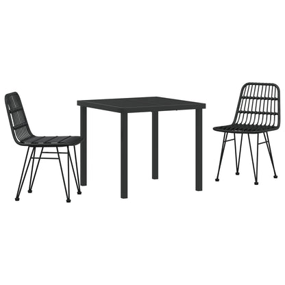 3-Delige Tuin Eettafel Set Zwarte Poly Rattan