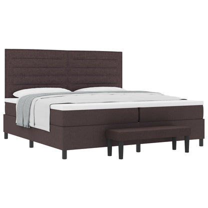 Boxspringbed Met Matras & Bank Stof Donkerbruin 200 x 200 cm Lijnen ontwerp