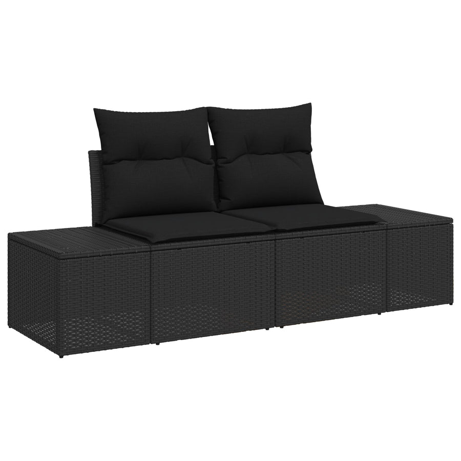 Tuin Sofa Set Set Van 9 Zwart Riet, Stof Tuin Sofa Set