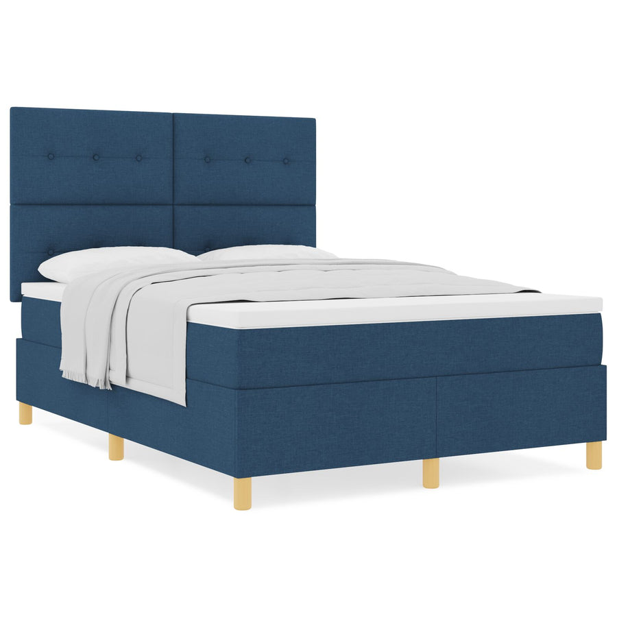 Boxspringbed Met Matras Blauw 140X190 Cm Stof Blauw