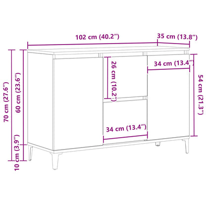Dressoir Zwart Eiken 104X35X70 Cm Gegarandeerd Hout