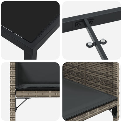 5-Delige Tuin Eetset Met Kussens Grijs Poly Rattan
