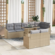 Loungeset 8 personen polyrattan beige